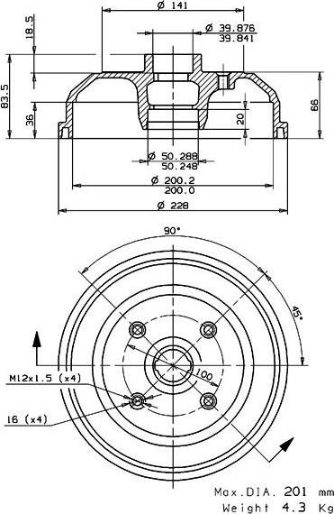 Villar 627.0030 - Tamburo freno autozon.pro