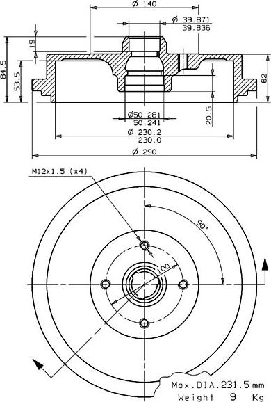 Villar 627.0073 - Tamburo freno autozon.pro