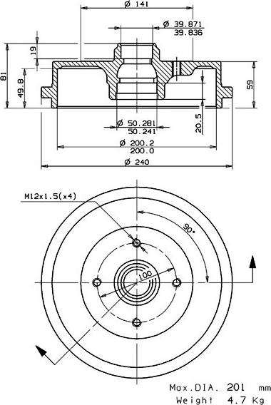 Villar 627.0072 - Tamburo freno autozon.pro