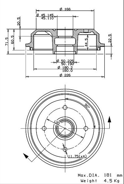 Villar 627.0155 - Tamburo freno autozon.pro