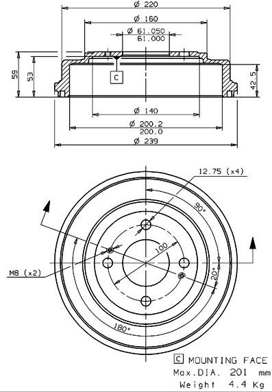 Villar 627.0185 - Tamburo freno autozon.pro