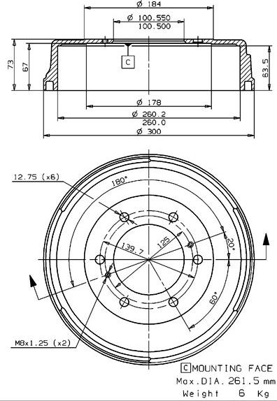 Villar 627.0186 - Tamburo freno autozon.pro