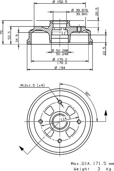 Villar 627.0188 - Tamburo freno autozon.pro