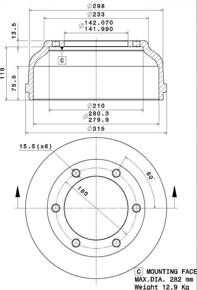 Villar 627.0308 - Tamburo freno autozon.pro