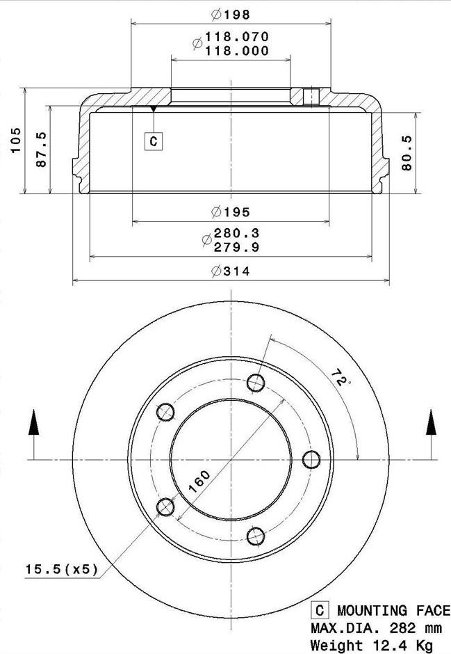 Villar 627.0307 - Tamburo freno autozon.pro