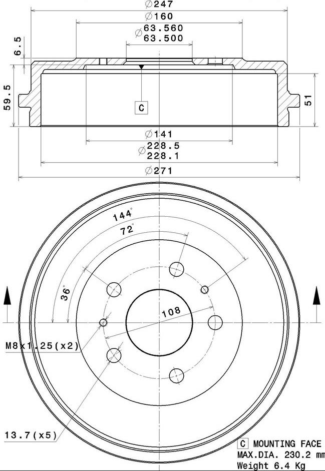 Villar 627.0310 - Tamburo freno autozon.pro