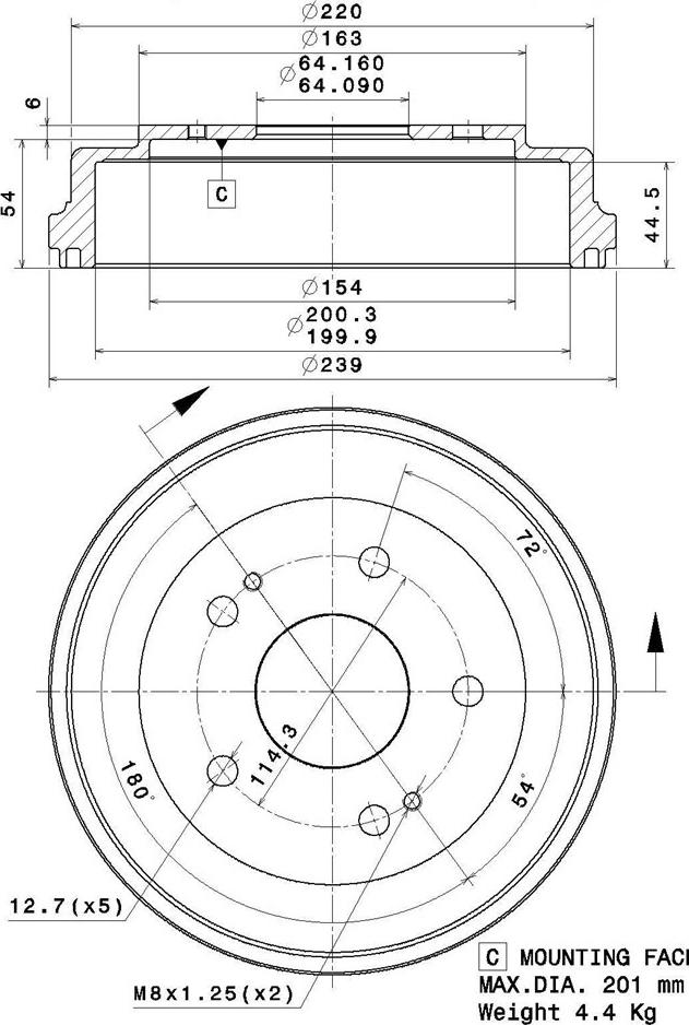 Villar 627.0292 - Tamburo freno autozon.pro