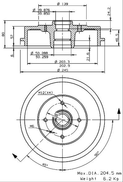 Villar 627.0250 - Tamburo freno autozon.pro