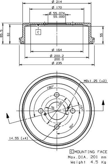 Villar 627.0204 - Tamburo freno autozon.pro