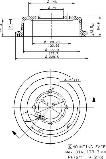 Villar 627.0224 - Tamburo freno autozon.pro