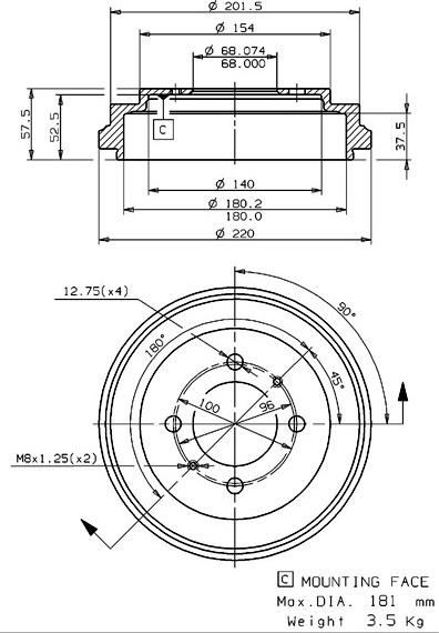 Villar 627.0220 - Tamburo freno autozon.pro