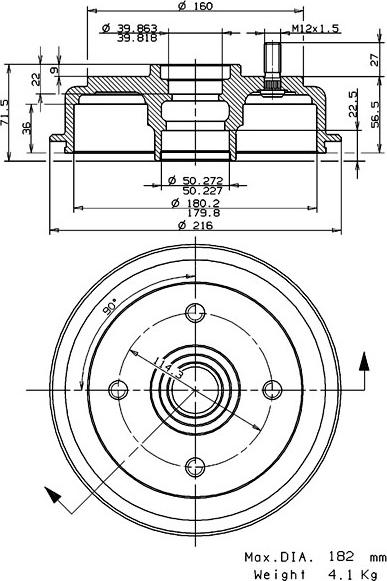 Villar 627.0275 - Tamburo freno autozon.pro