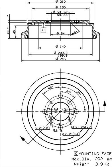 Villar 627.0278 - Tamburo freno autozon.pro