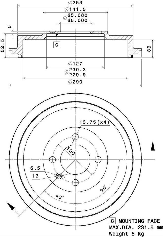 Villar 627.0277 - Tamburo freno autozon.pro