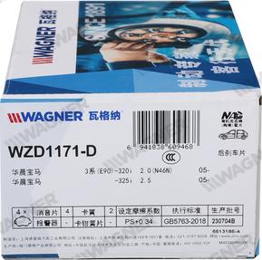 Wagner WZD1171-D - Kit pastiglie freno, Freno a disco autozon.pro