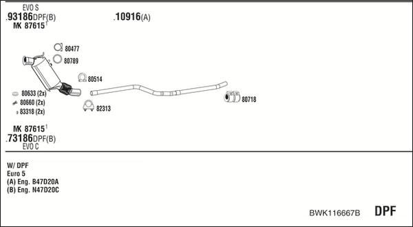 Walker BWK116667B - Impianto gas scarico autozon.pro