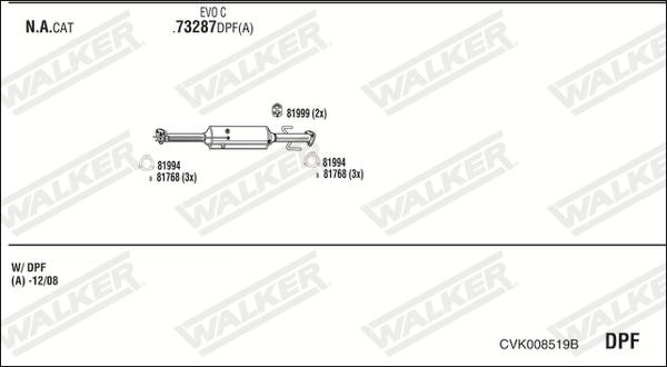 Walker CVK008519B - Impianto gas scarico autozon.pro