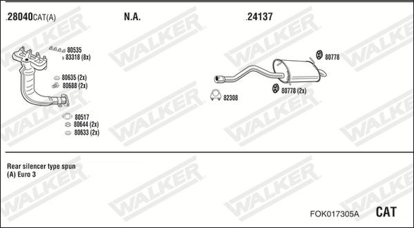 Walker FOK017305A - Impianto gas scarico autozon.pro