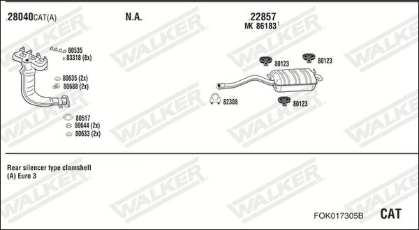 Walker FOK017305B - Impianto gas scarico autozon.pro