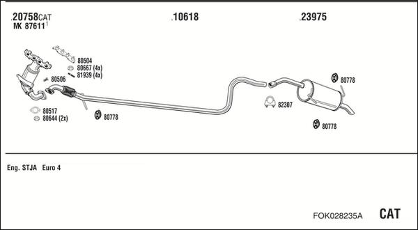 Walker FOK028235A - Impianto gas scarico autozon.pro