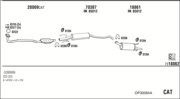 Walker OP30084A - Impianto gas scarico autozon.pro