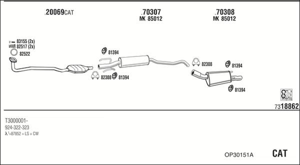 Walker OP30151A - Impianto gas scarico autozon.pro