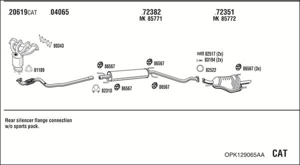 Walker OPK129065AA - Impianto gas scarico autozon.pro