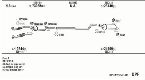 Walker OPK123045AB - Impianto gas scarico autozon.pro