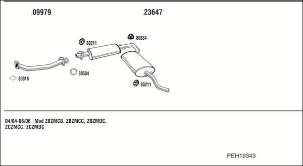 Walker PEH19343 - Impianto gas scarico autozon.pro