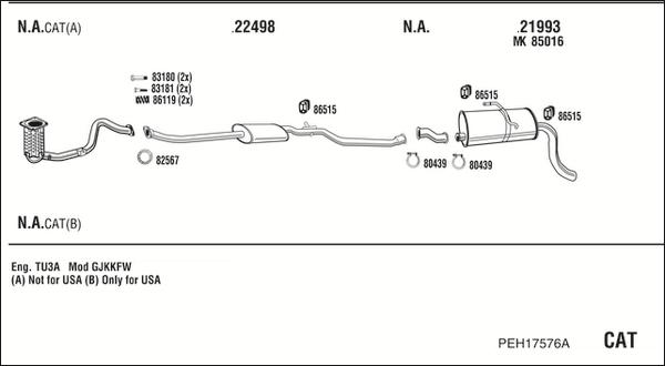 Walker PEH17576A - Impianto gas scarico autozon.pro