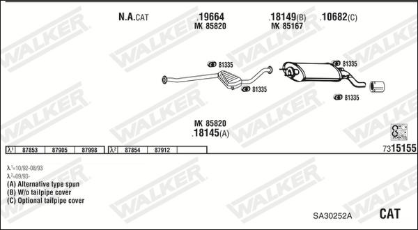 Walker SA30252A - Impianto gas scarico autozon.pro