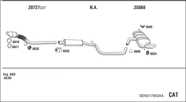 Walker SEK017903AA - Impianto gas scarico autozon.pro