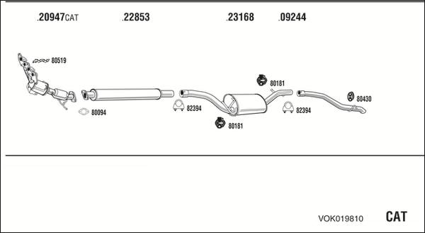 Walker VOK019810 - Impianto gas scarico autozon.pro