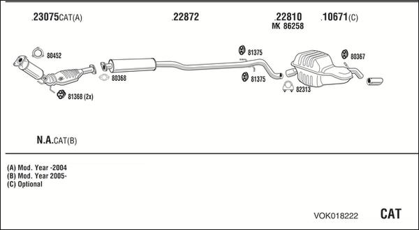 Walker VOK018222 - Impianto gas scarico autozon.pro