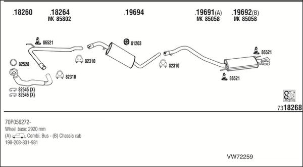 Walker VW72259 - Impianto gas scarico autozon.pro