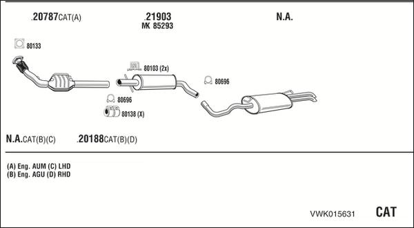 Walker VWK015631 - Impianto gas scarico autozon.pro