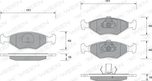 Ween 151-1927 - Kit pastiglie freno, Freno a disco autozon.pro