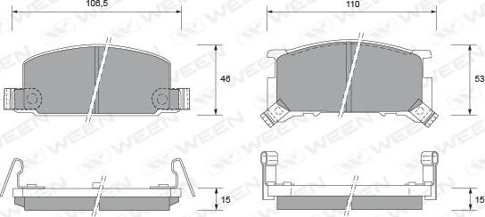 Ween 151-1496 - Kit pastiglie freno, Freno a disco autozon.pro