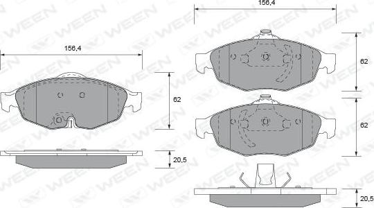 Ween 151-1498 - Kit pastiglie freno, Freno a disco autozon.pro