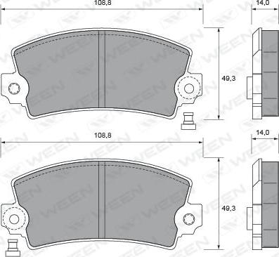 Ween 151-1505 - Kit pastiglie freno, Freno a disco autozon.pro