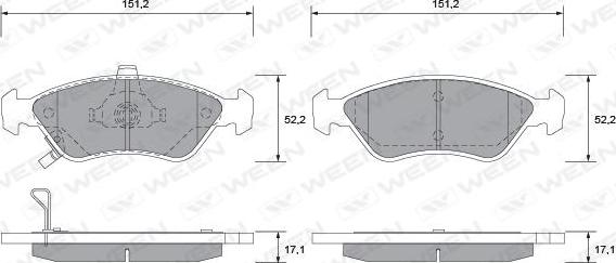 Ween 151-1164 - Kit pastiglie freno, Freno a disco autozon.pro