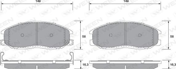 Ween 151-1168 - Kit pastiglie freno, Freno a disco autozon.pro