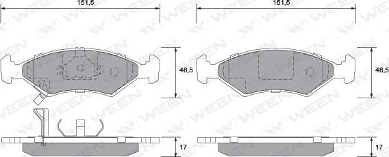 Ween 151-1162 - Kit pastiglie freno, Freno a disco autozon.pro