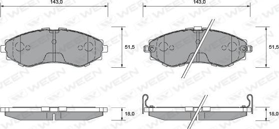 Ween 151-1180 - Kit pastiglie freno, Freno a disco autozon.pro