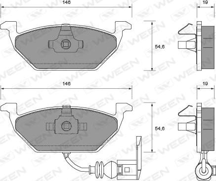 Ween 151-1125 - Kit pastiglie freno, Freno a disco autozon.pro