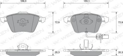 Ween 151-1806 - Kit pastiglie freno, Freno a disco autozon.pro