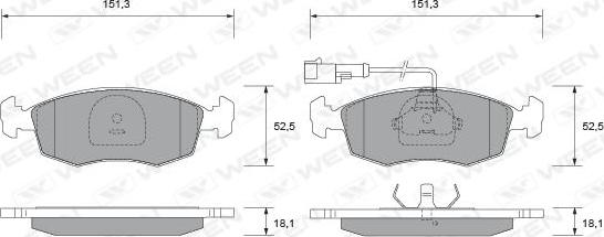 Ween 151-1800 - Kit pastiglie freno, Freno a disco autozon.pro