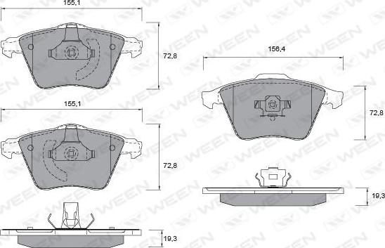 Ween 151-1347 - Kit pastiglie freno, Freno a disco autozon.pro