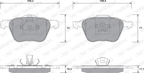 Ween 151-1350 - Kit pastiglie freno, Freno a disco autozon.pro