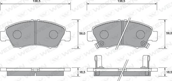 Ween 151-1365 - Kit pastiglie freno, Freno a disco autozon.pro